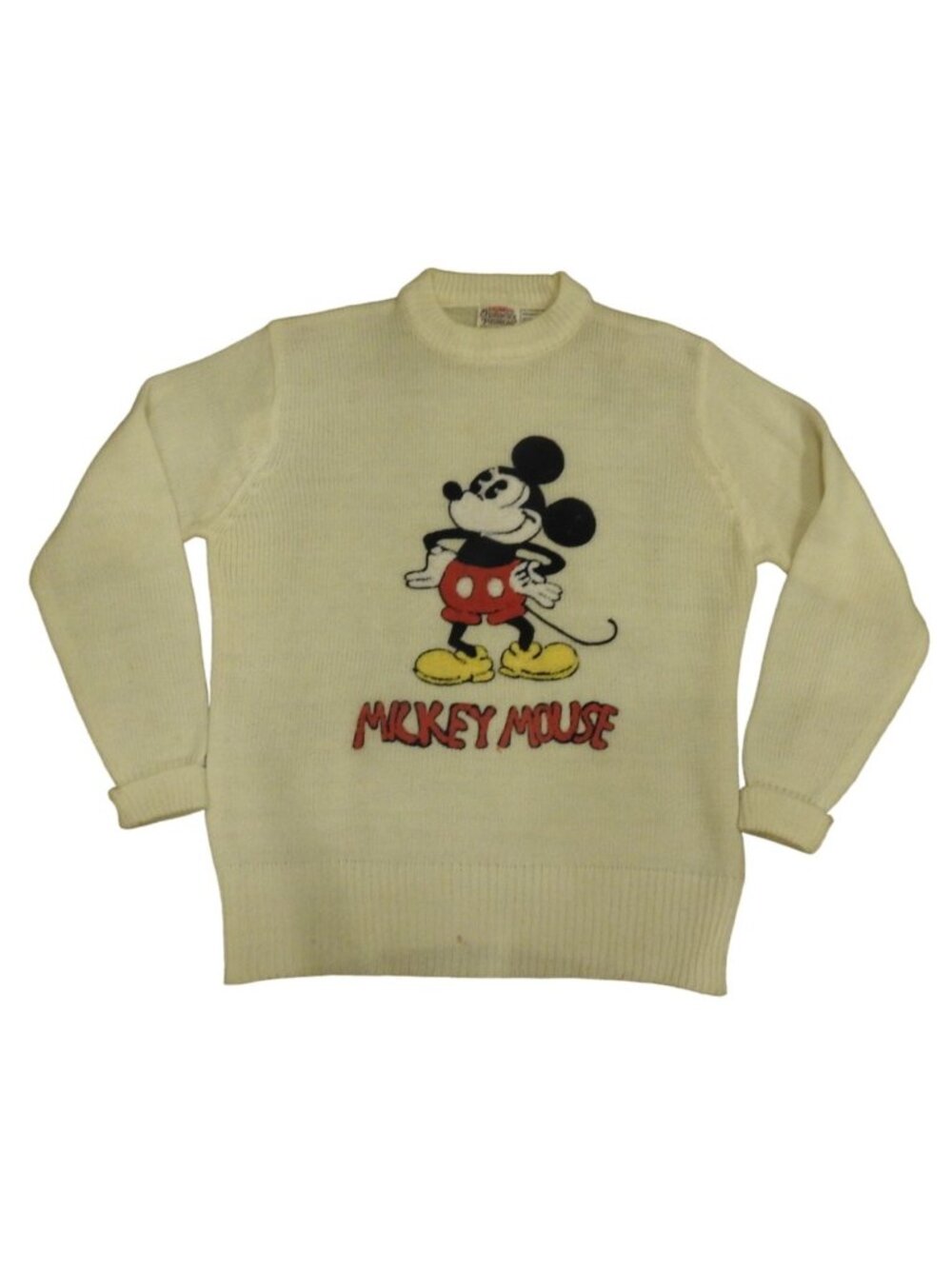 Vintage 70s Disney Character Fashions Mickey Mouse Sweater Chenille Embroidery L